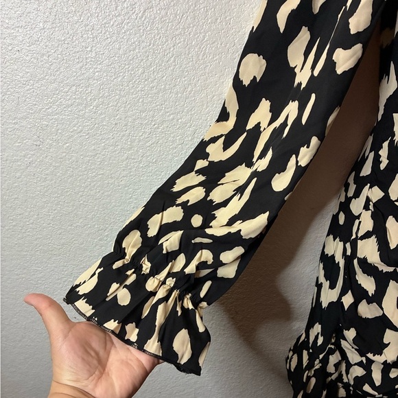 🆕Yozy Long Sleeve Stand Collar Mock Neck Flounce Sleeve Ruched Ruffle Dress L🆕 - Picture 7 of 16